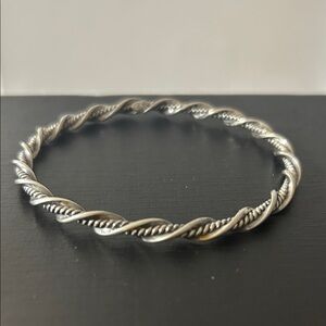Vintage Elegant Sterling Silver Twisted Bangle